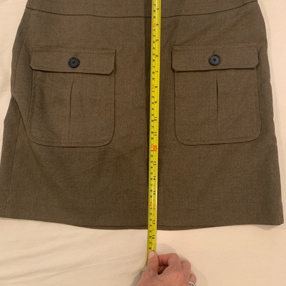 Loft Army Green Mini Skirt Lined Front Pockets 4 - Picture 3 of 7